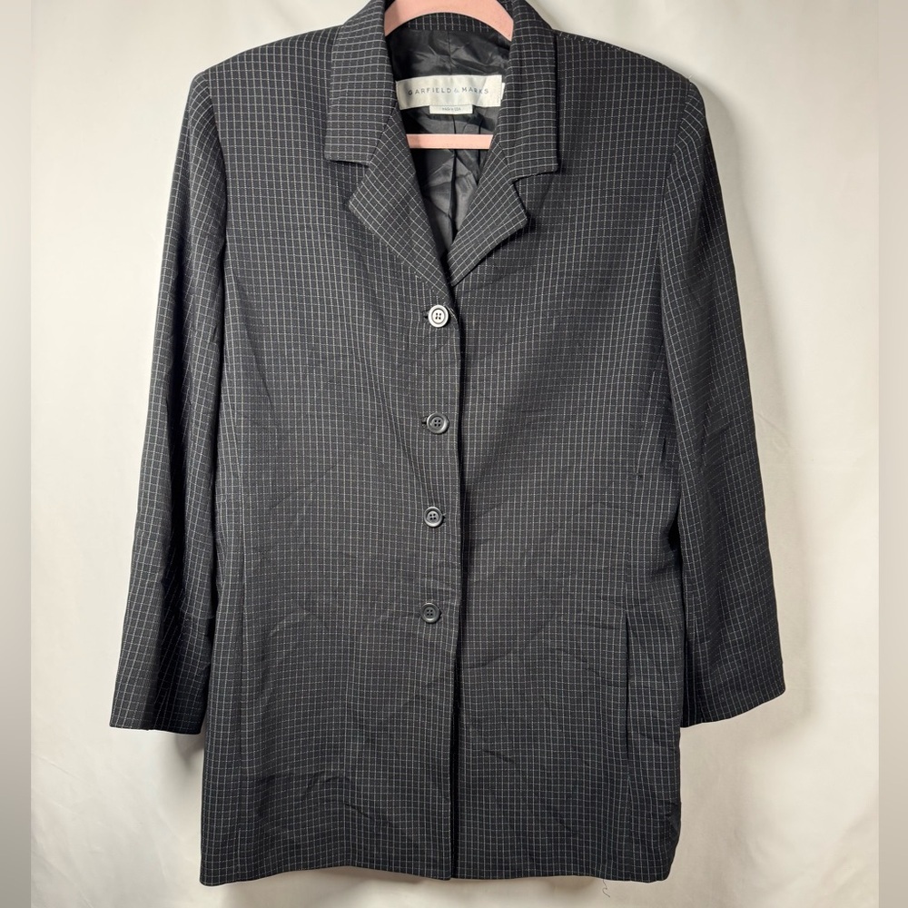 Garfield & Marks Black Checkered Button Down Jacket 12